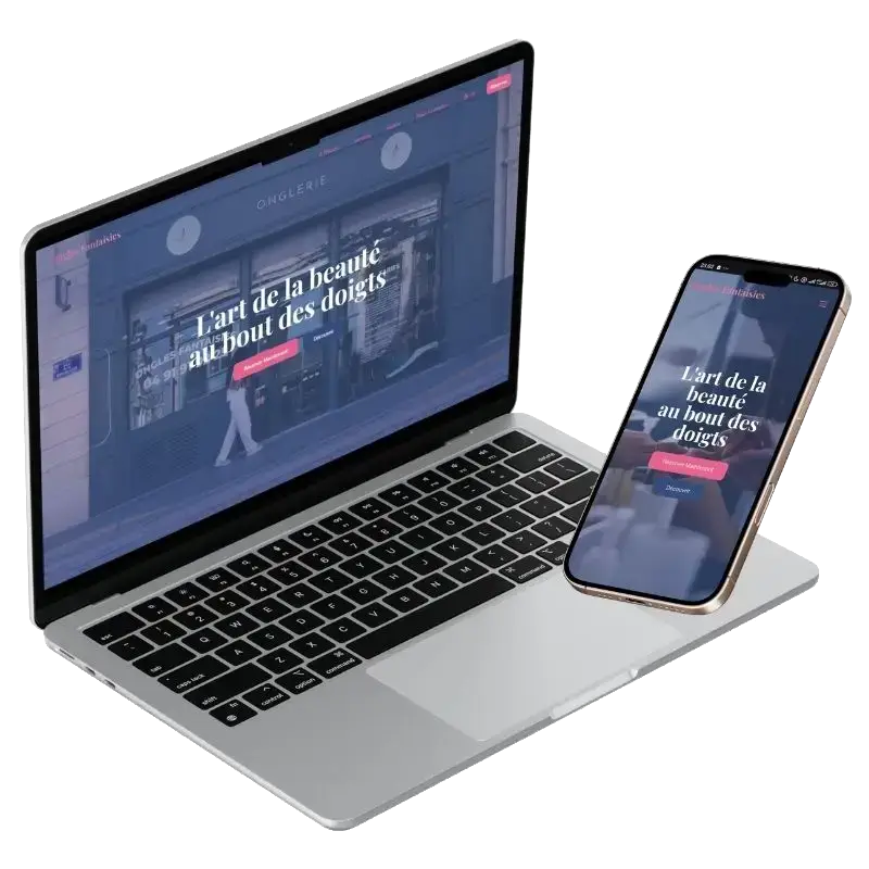 Website design showcase on laptop and mobile